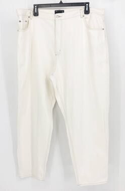 ASOS Womens Straight Keg Jeans US 20 Cream High Rise Denim Non Stretch Cotton